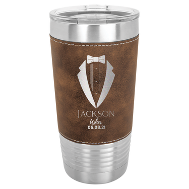 Personalized 20oz Leatherette Groomsmen Tumbler Gift